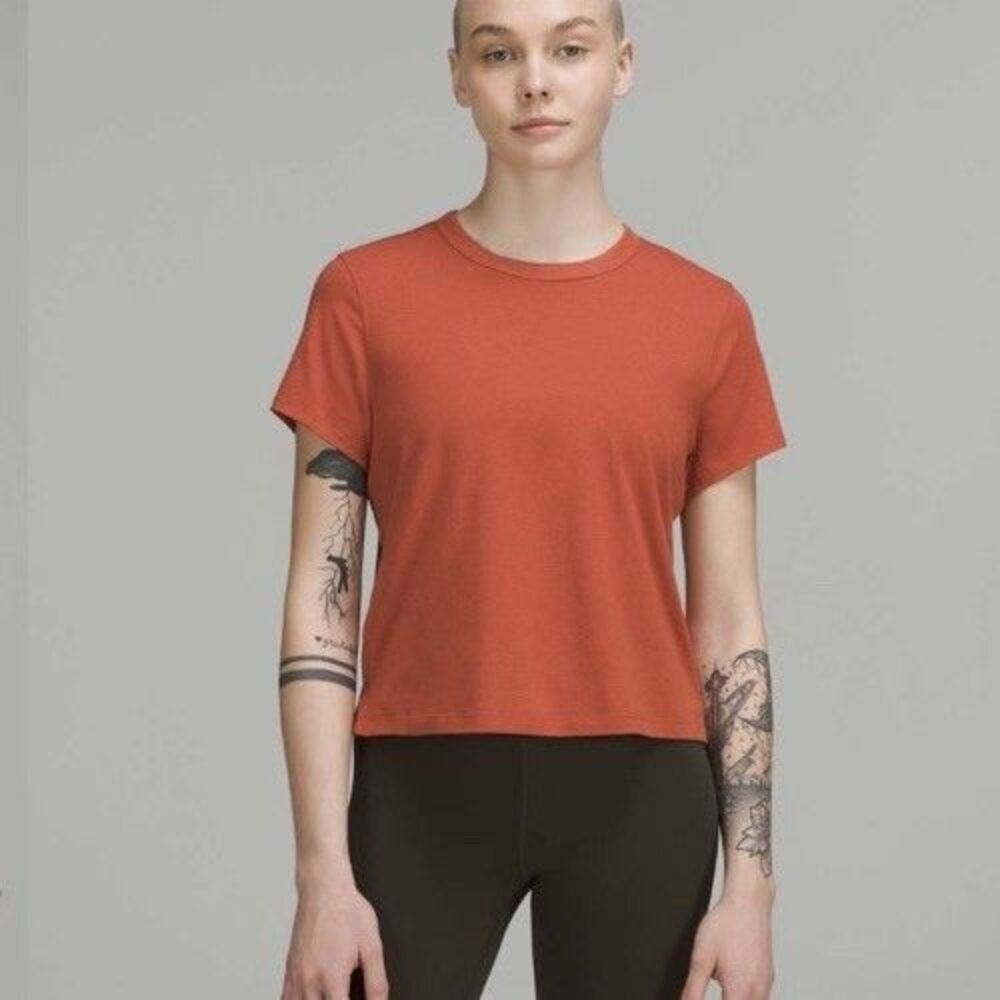 Lululemon Size 8 Classic-Fit Cotton-Blend T-Shirt Red Rock